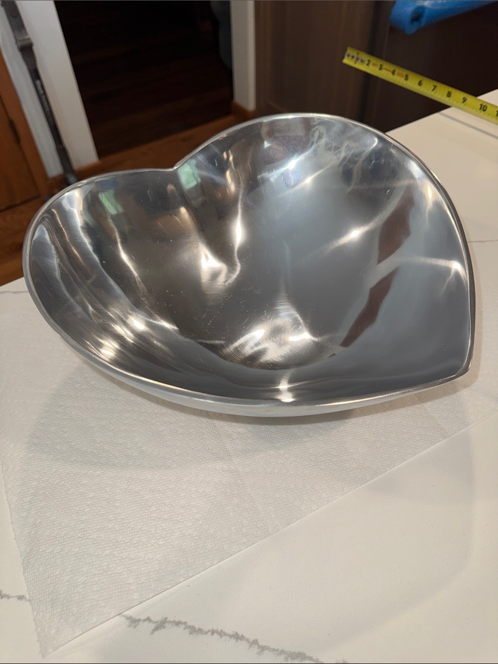 Pewter big heart bowl